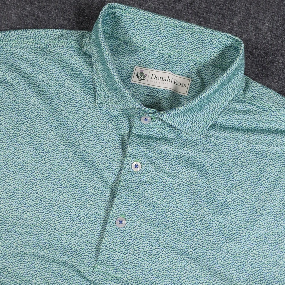 Donald Ross Sportswear Polo Shirt Mens Large Mint Green AOP Golf - Picture 1 of 7